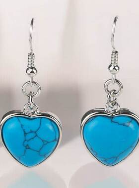 Earrings for Women Blue Turquoise Heart Earring Summer Elega