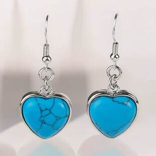Earrings for Women Blue Turquoise Heart Earring Summer Elega