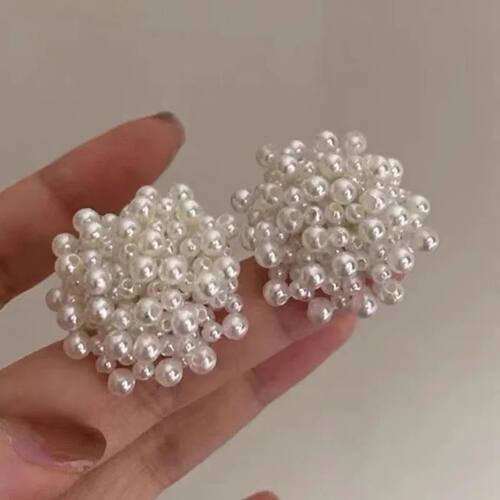 Imitation Baroque Pearl Flower Stud Earrings for Women Luxur