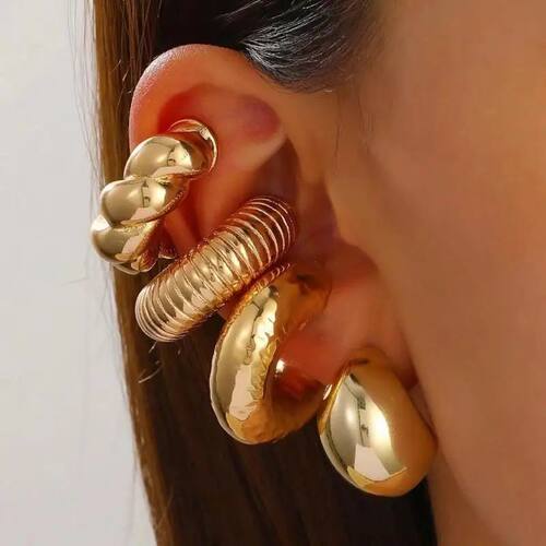 4Pcs Hiphop Cool Irregular Meal C-Shape Ear Cuff Earrings fo