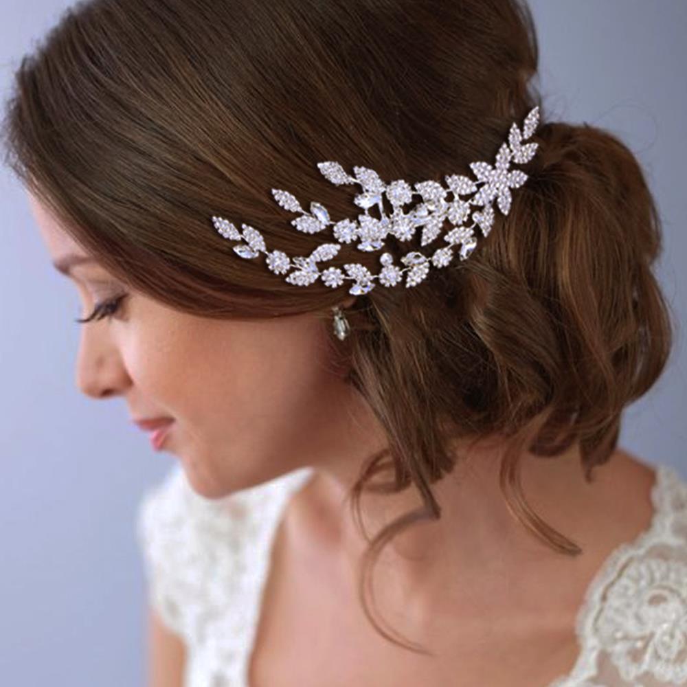 Stonefans Luxury Leaf Rhinestone Hair Combs Hair Accessories