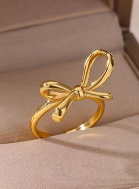 Bowknot Rings for Women Girls Open Waterproof Premium Stainl