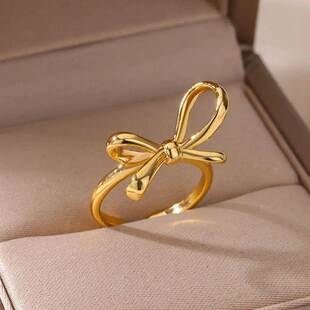 Bowknot Rings for Women Girls Open Waterproof Premium Stainl