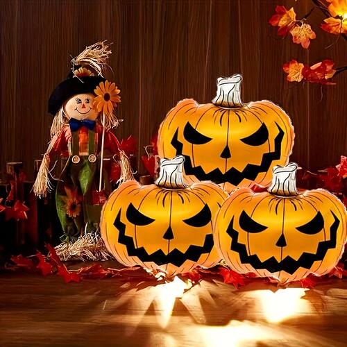 Halloween Pumpkin Balloons Shiny Orange Black Jack-o'-lanter