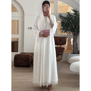 Modes Vinage Solid Chiffon X-Long Cardigan Wih Headscarf Wom