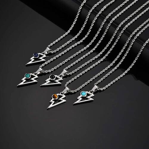 Power Lightning Necklace For Men, Stainless Steel Layer Rope