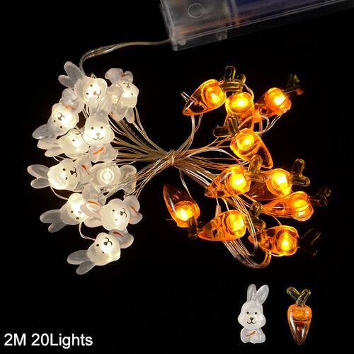 2M 20LED Easter Rabbit String Light Carrot Chick Eggs Fairy