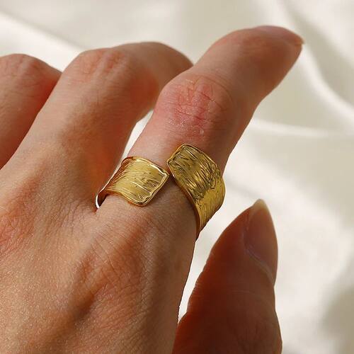 New Stainless Steel Irregular Ring Gold Silver Color Wide Fa