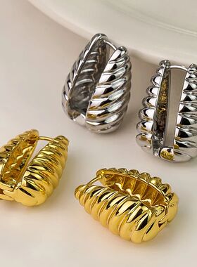 Vinage Meal Shell Hoop Earrings for Women Punk Texure Geomer