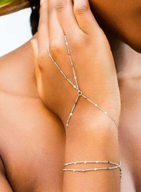 Vinage Mulilayer Conneced Finger Ring Braceles for Women Han