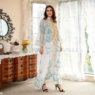 2025 New   Dress Embroidery Fashion Robe Femme Musulman Loos