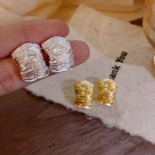 New Punk Geometric Metal Irregular Grain Stud Earrings For W