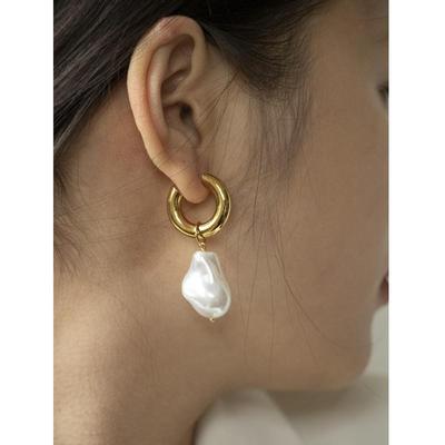 Circle Earrings New Vintage High Imitation Baroque Pearl Ear