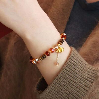 Vintage Brown Beaded Bracelet for Women Girls New Chinese St