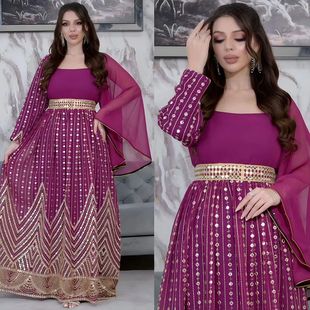 Turkey Dresses For Women Party Robe Morocco Dubai Print Sash