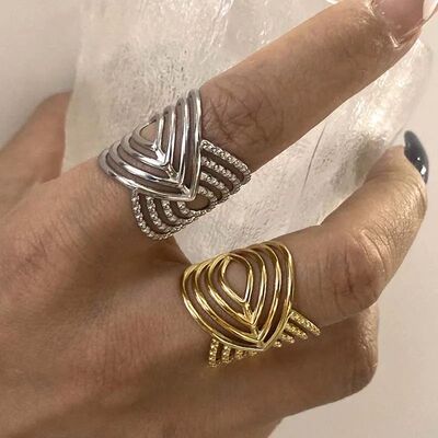 Vinage Sainless Seel Asymmeric Hollow Rings for Women Men Pu