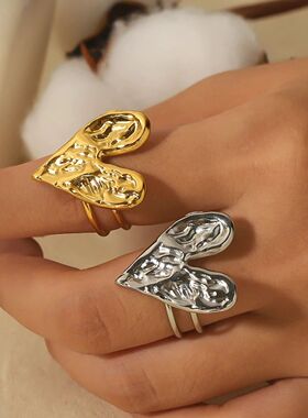 Heart Shaped Stainless Steel Ring Waterproof Cool Lava Simpl