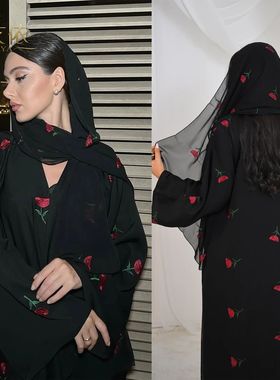 Dubai Middle Eas Turkey Floral Embroidered Cardigan  Women A