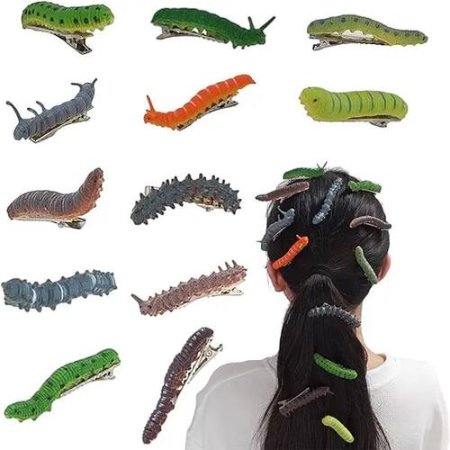 10pcs Halloween Caerpillars Hair Barree Resin Alloy Srong Gr