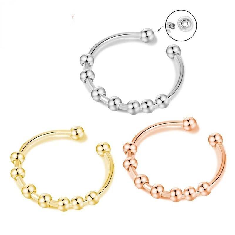 Stainless Steel DIY Beads Spinner Fidget Ring Anillos Fashio
