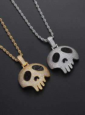 Hip HopCopper Skull Shape  Pendant in Gold White Color Soild