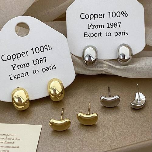 925 Silver Needle Smooth Half Round Small Stud Earrings Unus