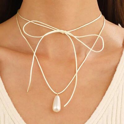 Women Ribbon Srap Bowkno Phoo Album Box Necklace Opening and