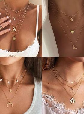 Bohemian Gold Moon Choker Necklace for Women Chains Statemen