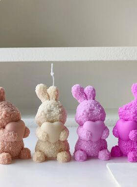 Valenine's Day Love Rose Rabbi Candle Silicone Molds DIY Cue