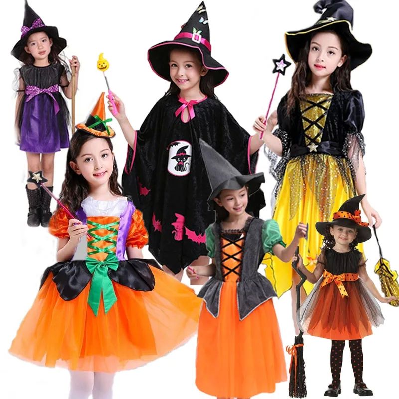 Girls Purple Bat Dresses Kids Fancy Cosplay Vampire Demon Co