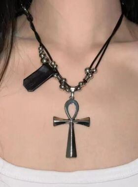 Y2K Rero Cross Necklaces for Women Girl Subculure Spice Girl