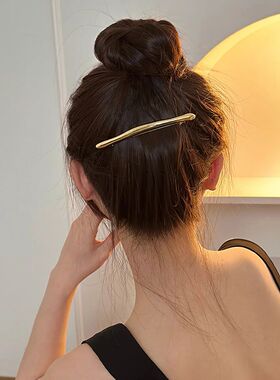 2026 New Women Vintage Simple Golden Long Strip Barrettes Me