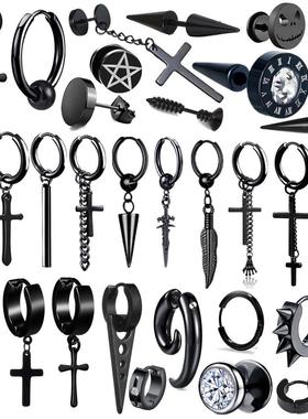 Black Punk Stainless Surgical Steel Stud Earrings For Men Wo