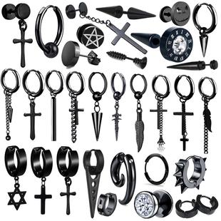 Black Punk Stainless Surgical Steel Stud Earrings For Men Wo