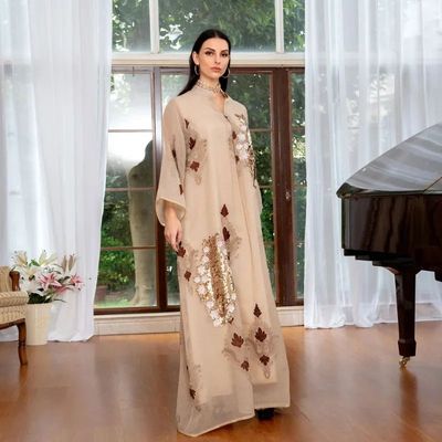 2025 New Musulman  Dress Beaded Rayon Robe Femme Musulman Ev