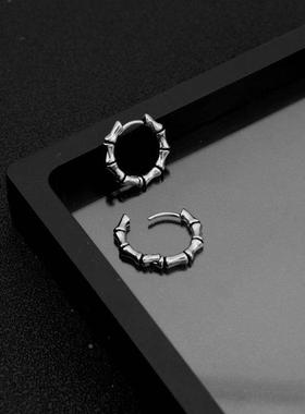 Retro style neutral bamboo knot dark punk earrings