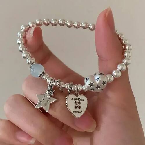 New Geometric Hollow Star Heart Tassel Beads Chain Bracelet