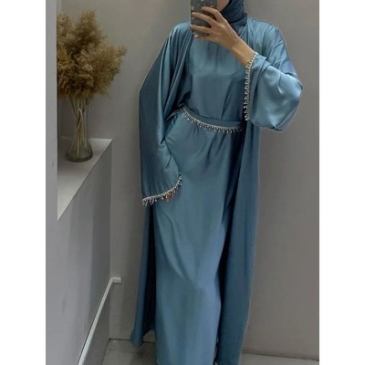 Silky Satin Party s Set 2 Piece Women With 2 Diamond Chains