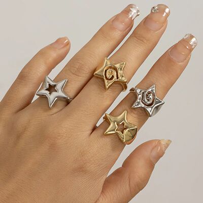 Hollow Stars Metal Ring Sets ndy Adjustable Women Couple Gif