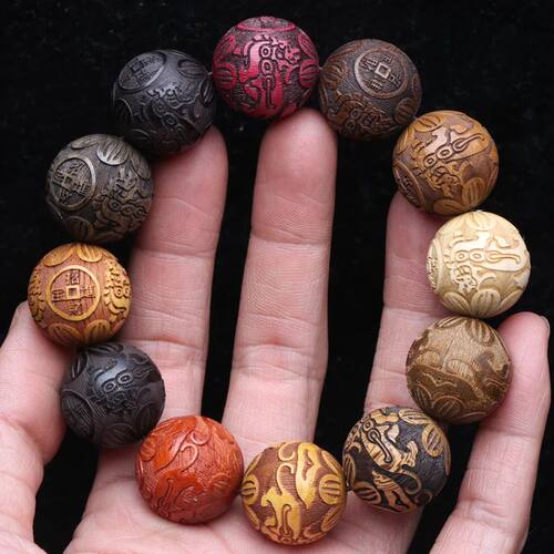 Natural Multicolor Wooden Bracelet Men's 20mm Elastic Bracel