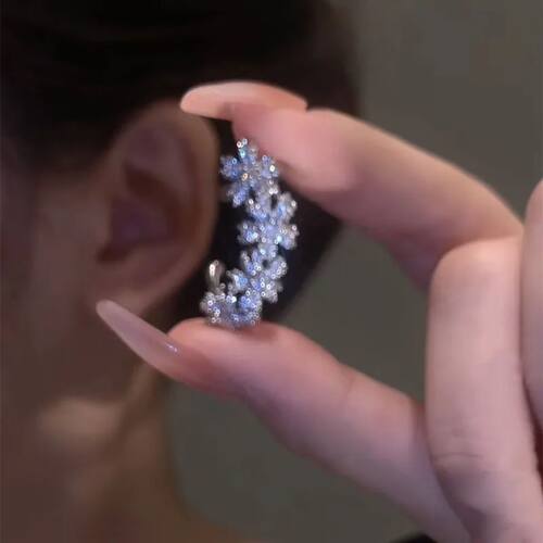 Fashion No Piercing Flower Earrings Shiny Rhinestone Five-Pe