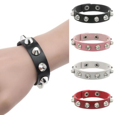 Halloween Punk Fashion Pu Leaher Rive Rock Bracele For Women