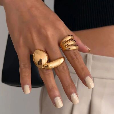 Exaggeraed Meal Open Rings 3Pcs/se for Women Men ndy Simple