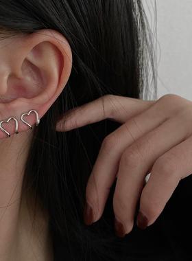 2022 Korea Silver Color metal Geometric Heart Ear Cuff Stack
