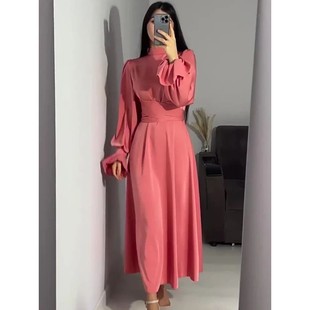 Satin Party Dress for Women  Flare Sleeve Vestidos Largos Dr