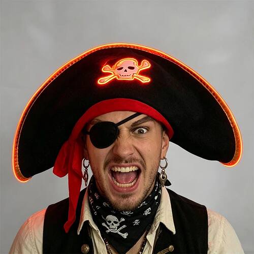 Funny LED Pirate Skull Hat Halloween Cosplay Pirate Costume