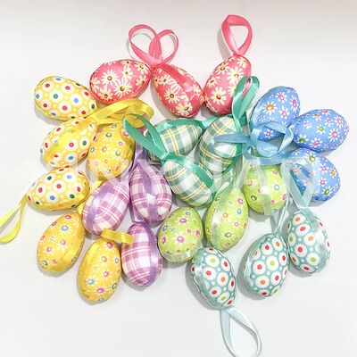 8/12/24pcs Easer Egg Decoraions Cue Fabric Eggs wih Ribbon f