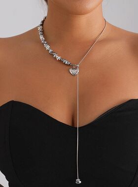 Sweet Cool Love Heart Beaded Necklace Women Adjustable Exqui