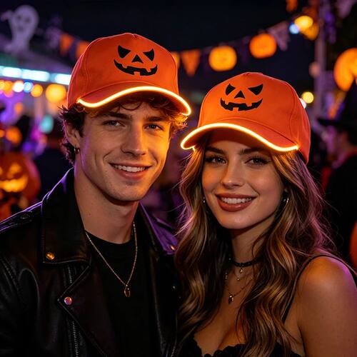 Fashion Glowing Pumpkin Baseball Cap LED Light Up Couple Hat