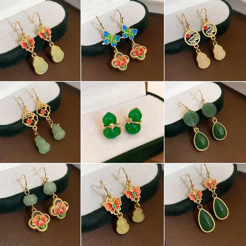 New Chinese Fashion Butterfly Flower Earrings for Women Ethn